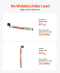 Belt Drive CNC Linear Motion Stage with Nema 34 Motor showcasing horizontal and vertical load capacities, 600 mm stroke.