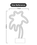 Size diagram of Palm Tree Neon Light With Stand For Bedroom And Game Room In Green And Yellow Colors Battery Or USB Powered Coconut Trees Sign