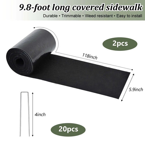 2 Pack Felt Mulch Roll For Landscaping 120 Inch By 5.9 Inch Cuttable Garden Edging Border With 20 U Shaped Stakes Weed Barrier Mat Keeps Weeds At Bay And Durable PE Backing For Flower Beds Lawns And Pathways