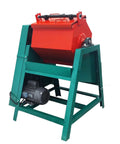 Industrial Grade Electric Vibratory Tumbling Polisher With 17.7 Inch Drum, red and green, 60 liter capacity for metal deburring.