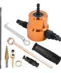360 Degree Double Headed Sheet Metal Nibbler Drill Attachment With Extra Punch And Die And Step Drill Bit, pro-grade hole cutter
