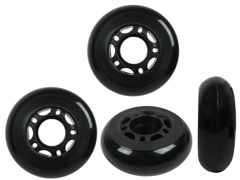 4 Pack Replacement Inline Skate Wheels 64mm 82A Black Outdoor Wheels For Roller Hockey And Street Cruising Easy Install Durable