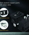 KCD1 Power Switch Two Pack 6A 125V and 250V AC Boat Rocker On Off Toggle Switch with silver plated copper parts