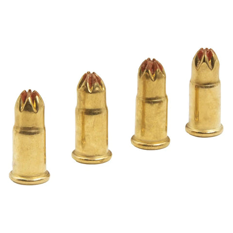 Brown Neck Down 22 Cal Single Shot Powder Load for Powder Actuated Fastening System, shown in close-up view, gold casing.