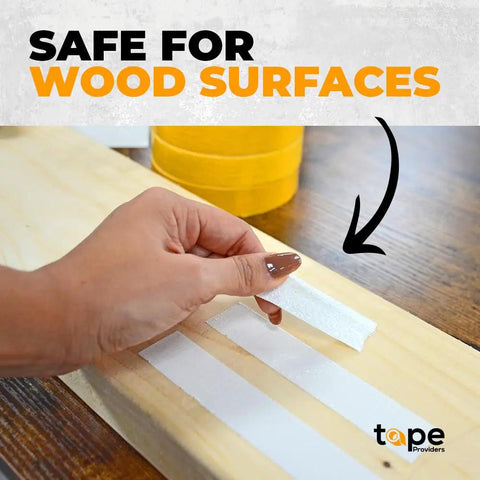 Hand applying Double Sided Woodworking Tape 6 Pack 1 Inch By 25 Yards For CNC Machines Woodworking Routing And Template Work