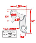Beefy Universal Rear Derailleur Hanger For Bikes Frame Tail Hook 2.53 by 1.66 inches aluminum alloy M9 or M10 thread
