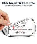 Left Handed Golf Impact Tape For All Clubs High Resolution Swing Analysis Sticker being applied to golf club face