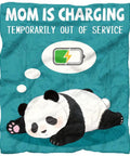 Ultra Soft Fiber Panda Throw Blanket 59x51 Inch All Season Cozy On The Go Napping Companion For Home Office Travel Great Gift For Mom Mothers Day Christmas Bed Sofa Decor with sleeping panda and "Mom is charging" text