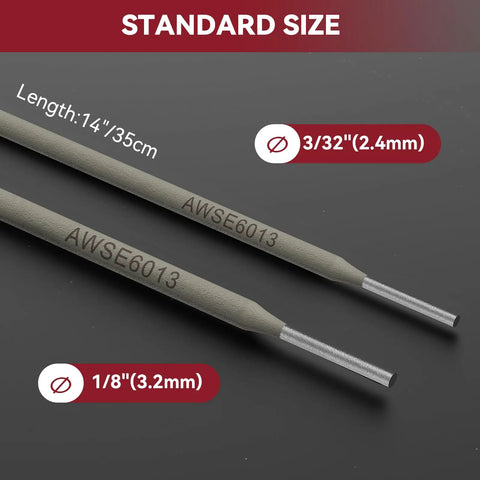 E6013 Welding Rod For Carbon Steel Three Thirty Second Inch Diameter Two Pound Electrodes with labeled size