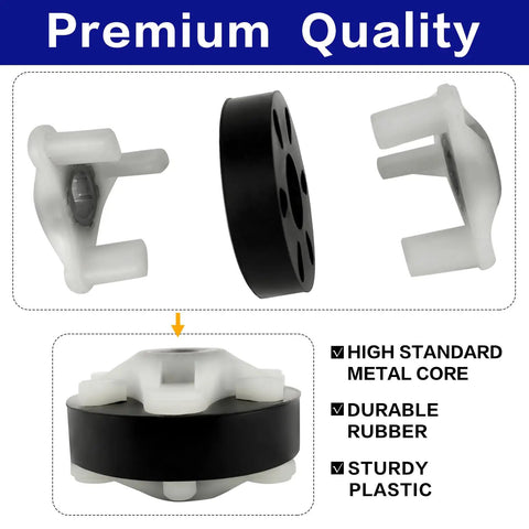2 Pack Metal Core Washer Motor Coupler Replacement For Whirlpool And Kenmore Heavy Duty DIY Friendly Install Durable Repair Part That Replaces AP3963893 PS1485646 285753AVP 1195967 21003 285140 285743 And More, metal core and rubber
