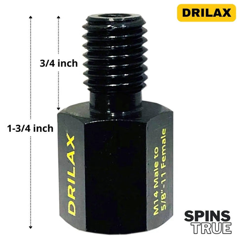 European To North American Thread Converter M14 Male To 5/8-11 Female Angle Grinder Adapter, black, visible measurements