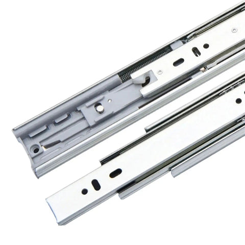 Full Extension Drawer Slides With No Squeak Glide, Three Section Full Extend, Rebound Damping For Smooth Open, 14 Inch Length