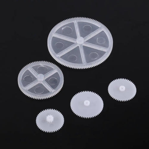 Plastic Gears Pulley Belt Kit Crown Gear Set For Robotic Toys And RC Builds with various sized circular gears