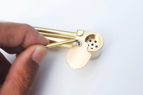 Durable Brass Portable Tar Trap With Longer Stem And Mega Storage Pod Easy Open Closeable Lid Rugged Pro Grade Style