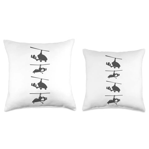 Autogyro Gyroplane Silhouette Throw Pillow For Gyrocopter Fans And Aviation Enthusiasts Perfect Pilot Gift Flight Nerd Decor
