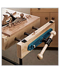 Woodworking Front Vise For Build Your Own DIY Workbench, 7 1/8 Inch Jaw Width, mounted on wooden workbench