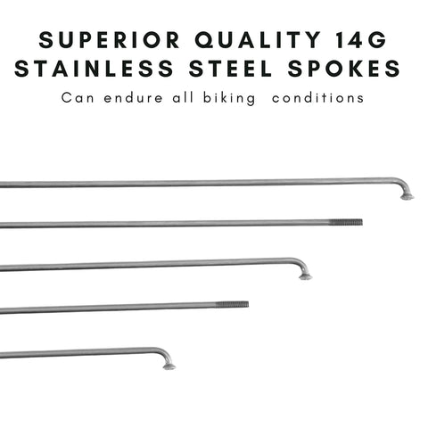 European Made 14G Stainless Steel Bike Spokes 36 Pack with Brass Nipples J Bend