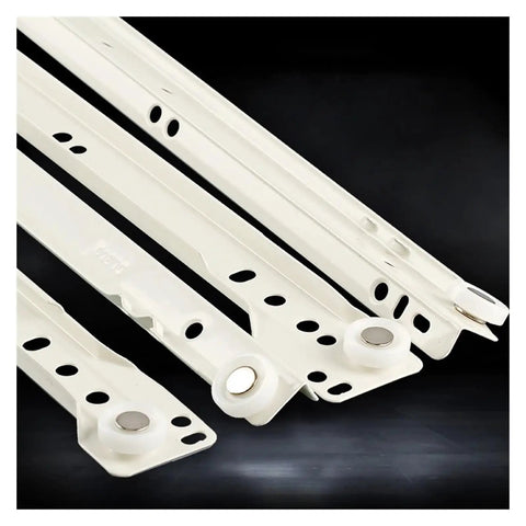 Heavy Duty Drawer Track Slides And Dual Cabinet Rails For Smooth Glide In Desks And Tables Built To Last, 20 Inch Length, White Steel