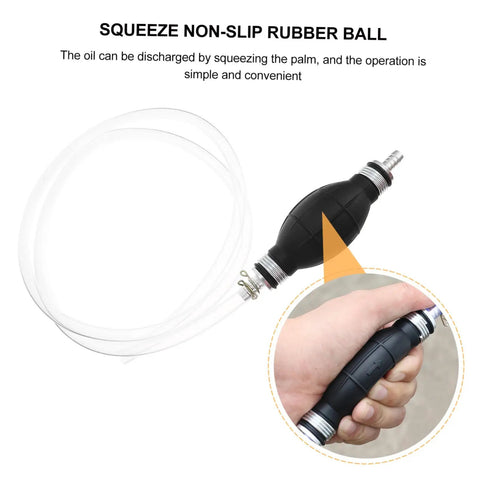 Manual Fuel Transfer Siphon Pump Hand Pump For Liquids Lightweight Portable Oil Sucker For Vehicles And Equipment Safe Fluid Transfer With Backflow Prevention, black rubber bulb with clear tube