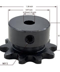 ANSI 35 Roller Chain Sprocket Type B Ten Tooth for Three Eighths Inch Pitch with Six Point Three Five Millimeter Bore