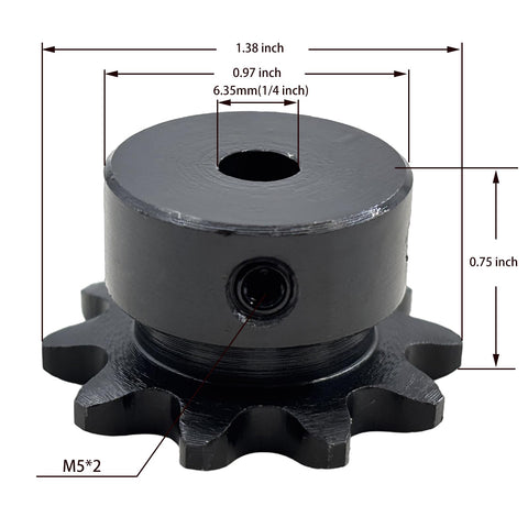 ANSI 35 Roller Chain Sprocket Type B Ten Tooth for Three Eighths Inch Pitch with Six Point Three Five Millimeter Bore