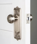 Egg And Dart Door Knob With Plate For Large Vintage Or Modern Doors With Classic Border Detailing In Multiple Finishes