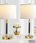Pair of Table Lamps for Living Room and Bedroom, 3-Way Dimmable Touch Control, USB Ports, Modern Gold Nightstand Lamps