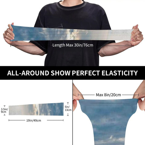 Ice Silk Arm Sleeves For Outdoor Comfort With Moisture Wicking Breathable Fabric Full Length Thumb Hole Sleeve Custom Pattern Sailing Sunset Scene Tranquil Sea And Cloudy Sky Ideal For Hiking Cycling Running