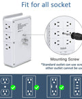 2 Pack Surge Protector Power Strip With 4 USB Ports wall mountable outlet with mounting screw illustration