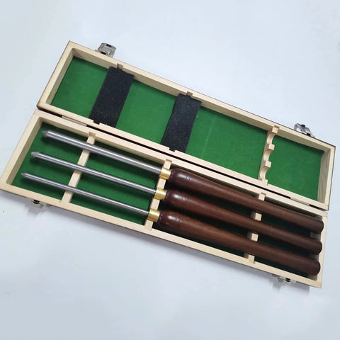 Professional Wood Turning Bowl Gouge Set Includes Three Super Sharp High Speed Steel Blades With Durable Beech Handles And Brass Ferrules Designed To Slap Down Any Project Smooth Performance Gets You That Pro Finish Packed In A Killer Wooden Storage Box.