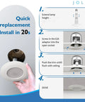 Installation steps for 5 To 6 Inch LED Can Light Gimbal Retrofit Recessed Downlight With Adjustable Tilt And 360 Swivel