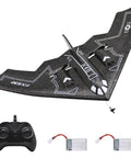 B-2 Spirit Stealth Bomber RC Airplane Ready To Fly 2.4GHz 2CH Foam Drone with remote and batteries, black EPP foam