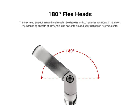 Long Flex Head Ratcheting Box End Wrench Set, 7-Piece 6 to 19 mm, 180 Degree Flex Head for Easy Angles showing rotation