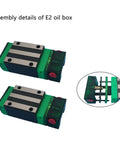 EGH25CA Carriage Slider Block Set with 2 Self Lubricating Oil Boxes, assembly details for 3D printer, CNC machine, DIY projects.