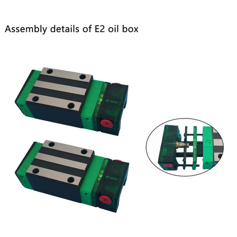 EGH25CA Carriage Slider Block Set with 2 Self Lubricating Oil Boxes, assembly details for 3D printer, CNC machine, DIY projects.