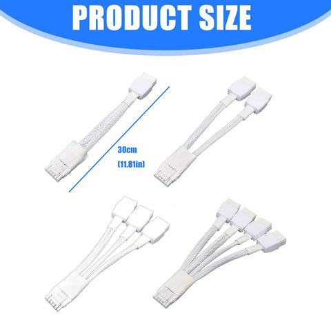 White braided 8-pin to 16-pin GPU power cables, 30 cm length, for 40-series graphics cards with welded terminals