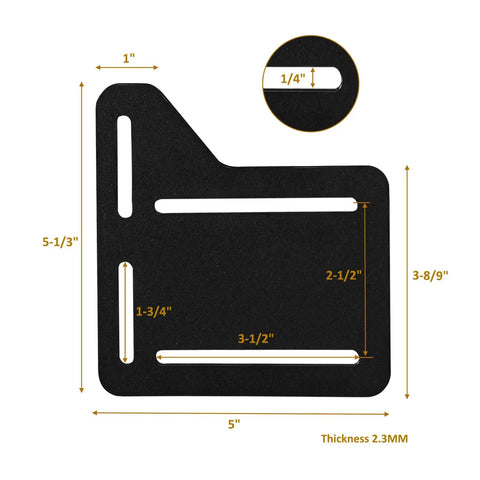 Heavy Duty Bed Frame Brackets For Headboard Adapter Connector Includes Two Rock Solid Steel Conversion Plates With Sleek Black Finish provides detailed dimensions.