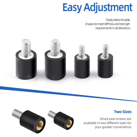 Anti Vibration Standoffs And Rubber Damper Balls Set With M2 And M3 Screws for Drone Flight Controller Mounts showing two sizes of dampers.