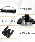 1 Inch V Groove Duct Board Cutter for HVAC Pros showing V-Cut side, front, and bottom with heavy duty steel sled frame.