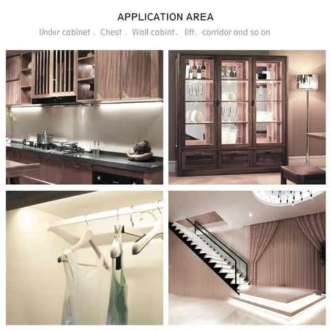 9.8ft Under Cabinet LED Strip Lights With Motion Sensor And Battery Power Auto Or Manual Modes in various room settings