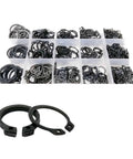 Bulk Assorted Snap Ring Kit M5 To M20 External Snap Rings For Shafts And Bearings Stainless Steel 65Mn Black Finish C Type External Circlip
