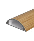 Built Different Heavy Duty Aluminum Cable Protector Self Adhesive Floor Cord Cover, detailed view of wood and metal design.