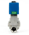 Front view of Industrial High Pressure Solenoid Valve 24V DC Stainless Steel Body Handles Up To 100 Bar Temperature Range Minus 76 To 248