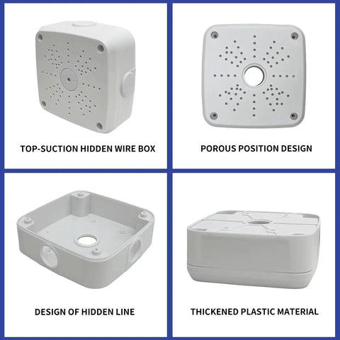 Rugged All Weather Ready Rainproof Dustproof Junction Box For Outdoor And Indoor Projects With Security Camera Bracket Pack Of 3 115 x 115 x 50mm Universal Electrical Enclosure showing various design features.