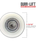 Close-up of Whisper Quiet Nylon Garage Door Roller Kit with Precision 13 Ball Bearing on 2 Inch Wheel, 10 Pack.