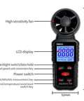 Three In One Handheld Anemometer Wind Speed Meter With Temperature Gauge For Outdoor Adventures Like Sailing Surfing Flying And Shooting Go To Wind Level And Air Flow Tester For Pro Grade Readouts., black 150mm handheld anemometer with LCD display and buttons