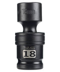 Half Inch Drive 18mm Metric Shallow Universal Swivel Impact Socket 6 Point CR MO Chrome Moly For Heavy Duty Auto Tools Built Tough Premium Impact Grade Chrome Finish With 360 Degree Flexible Reach, 18mm