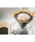 Pour-over coffee brewing with V60 Size 01 Cone Coffee Filters Natural 40 Count For Pour Over Drippers Single Use Fits Size 01 Dripper