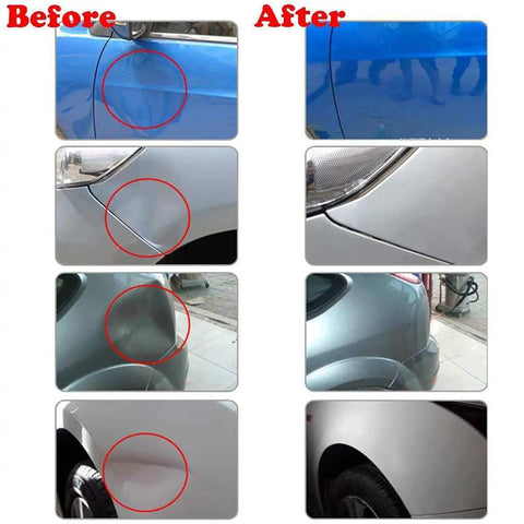 Before and after car dent repair using Paintless Dent Repair Tool Dent Puller Kit With Pro Grade Induction Heater Hotbox And Digital Display Power And Time Control For Auto Body And Motorcycle Dent Removal