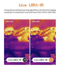 Thermal Imaging Camera With Thermometer Mode For Field Work 320 By 240 Infrared Imaging Native 256 By 192 Sensor Delivers True 256 Level Hardware IQ Deep Learning Upscale To 320 For Crisp Heat Signatures On The Job, 256x192 to 320x240 comparison
